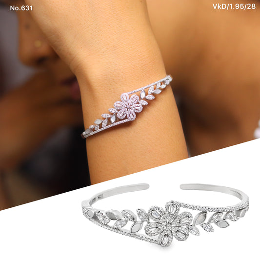 Lush Bloom Pure Silver Kada for Women