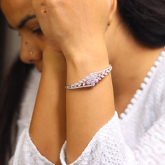 Lush Bloom Pure Silver Kada for Women