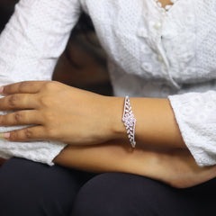 Lush Bloom Pure Silver Kada for Women