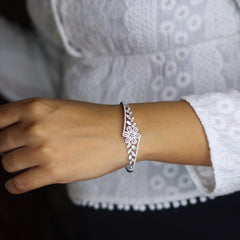 Lush Bloom Pure Silver Kada for Women