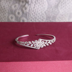 Lush Bloom Pure Silver Kada for Women