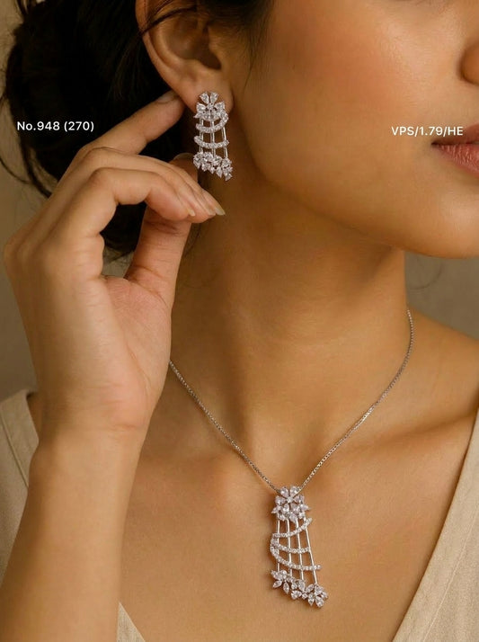Royal petals silver pendant set for women