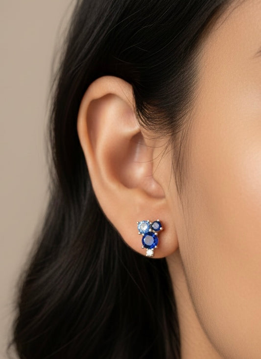 Sapphire glow silver stud