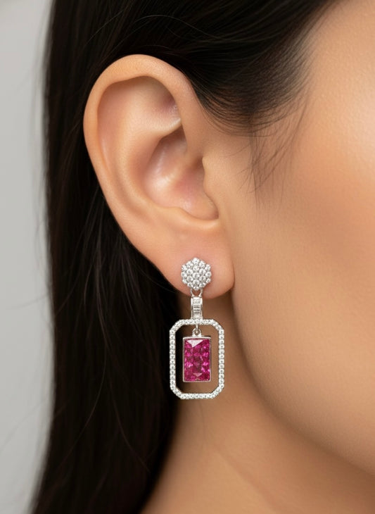 Empress pink glow silver earrings