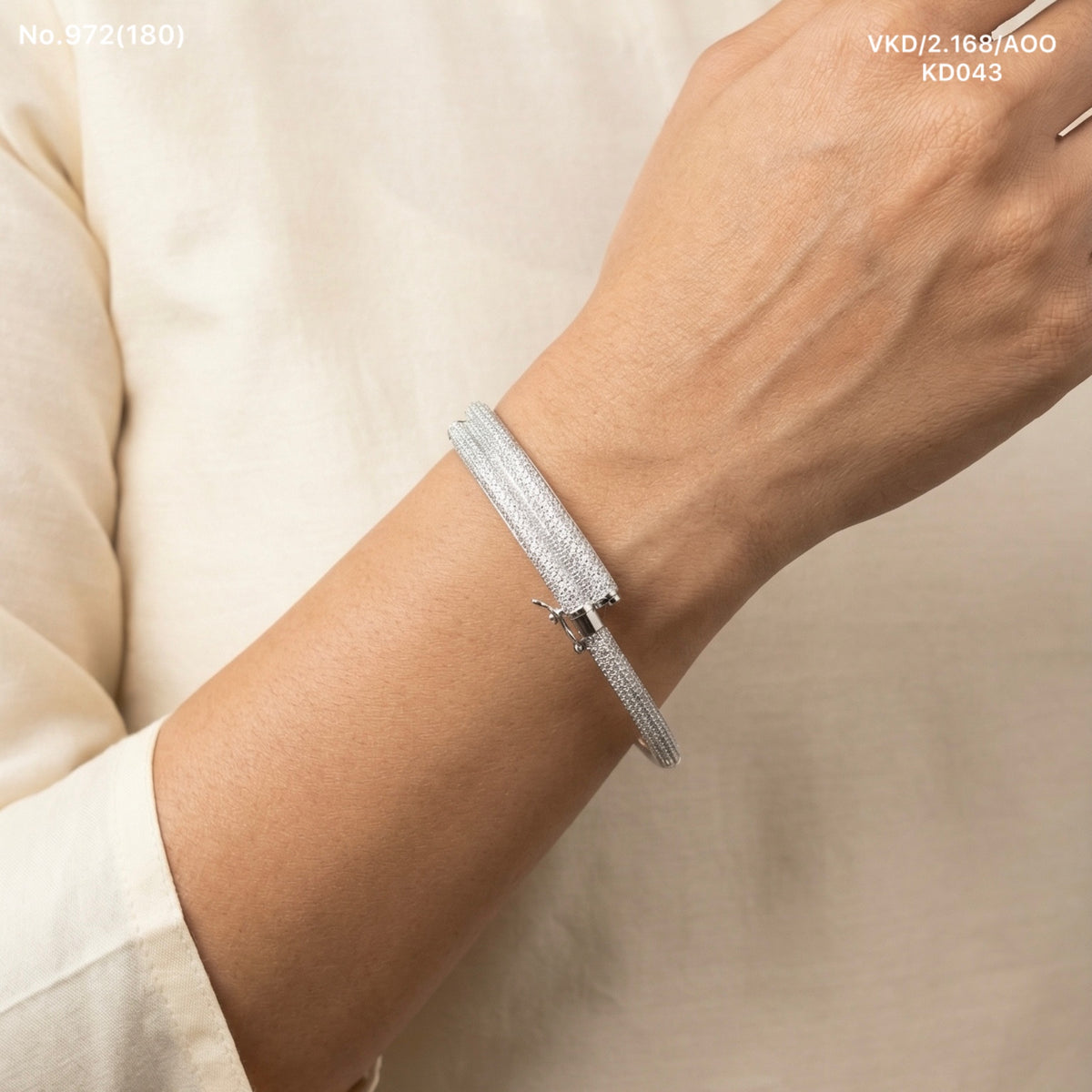 Shimmer queen silver kada for women