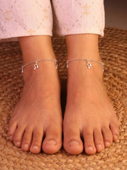 Musical charms silver Payal for women