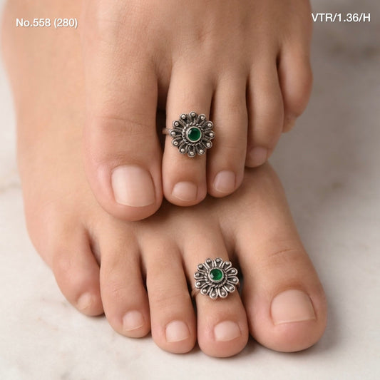 Meadow gem silver toerings for women