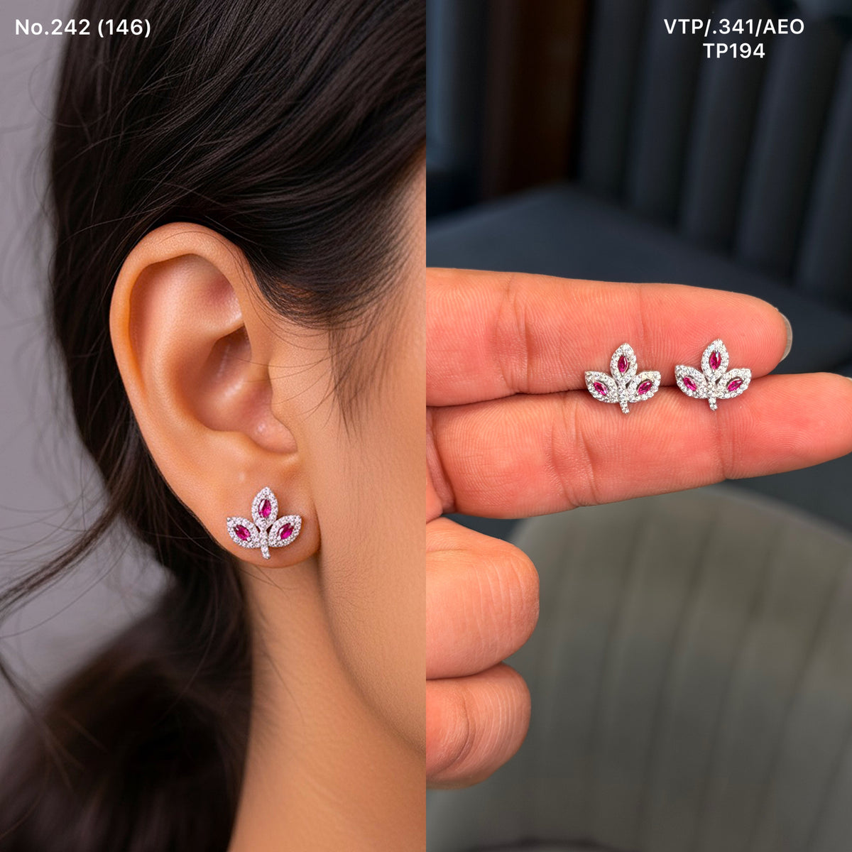 Noor frost silver stud