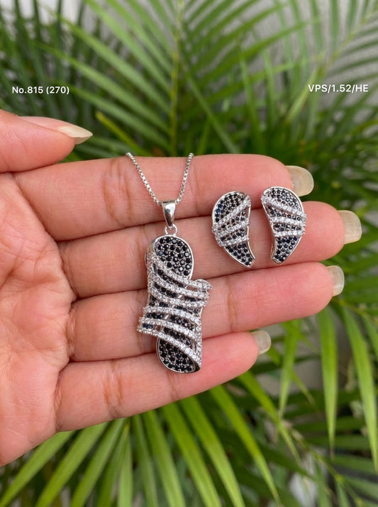 Alina spark silver pendant set for women