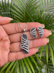 Alina spark silver pendant set for women