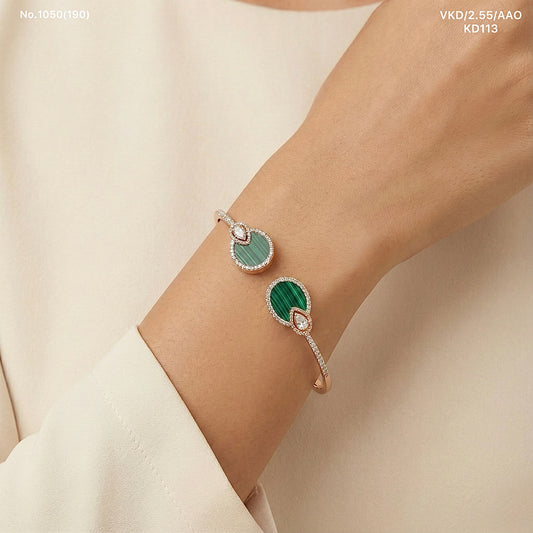 Green radiance silver kada for women