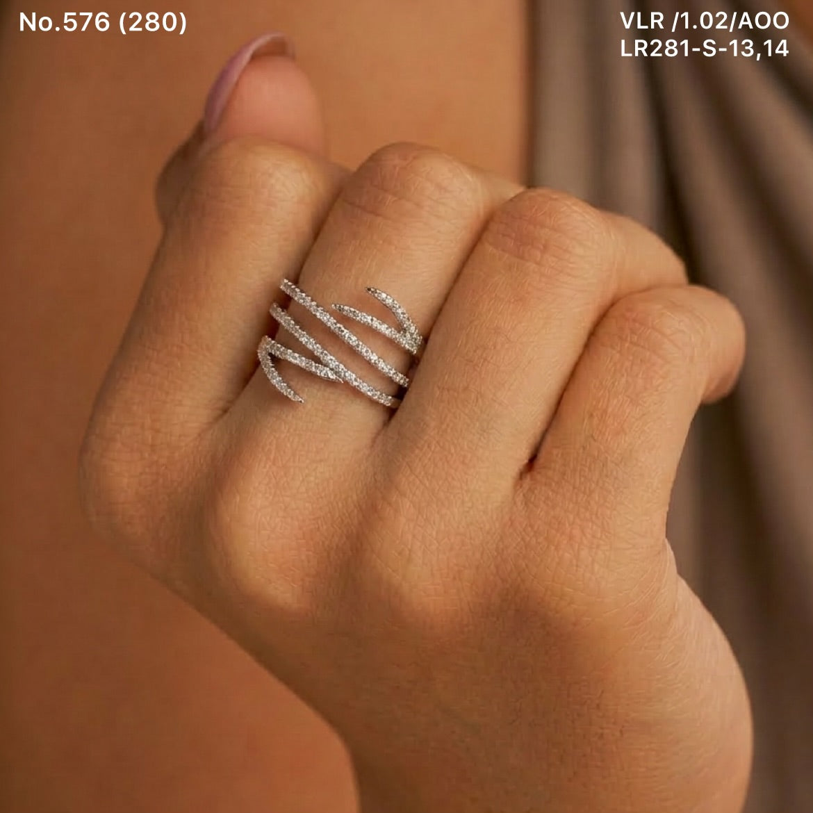 Wave spark silver ring for women