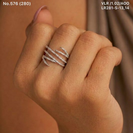 Wave spark silver ring for women