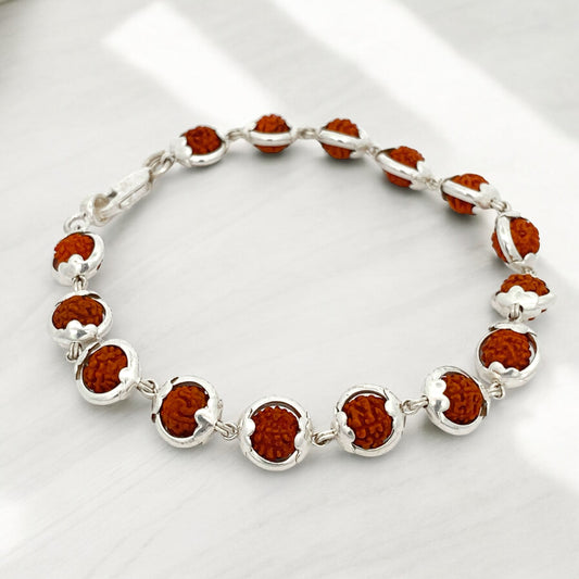 Silver Capping Rudraksha Bracelet