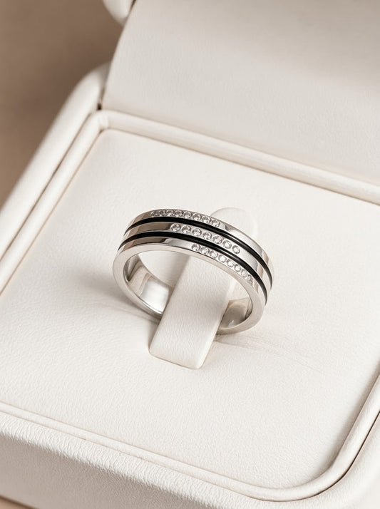 Vertex band silver men’s ring