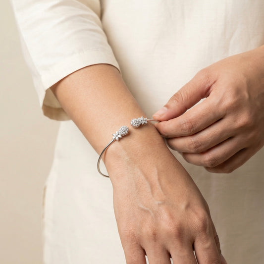 Serenity silver kada for women