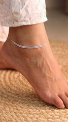 TwinGleam Silver Payal for Women