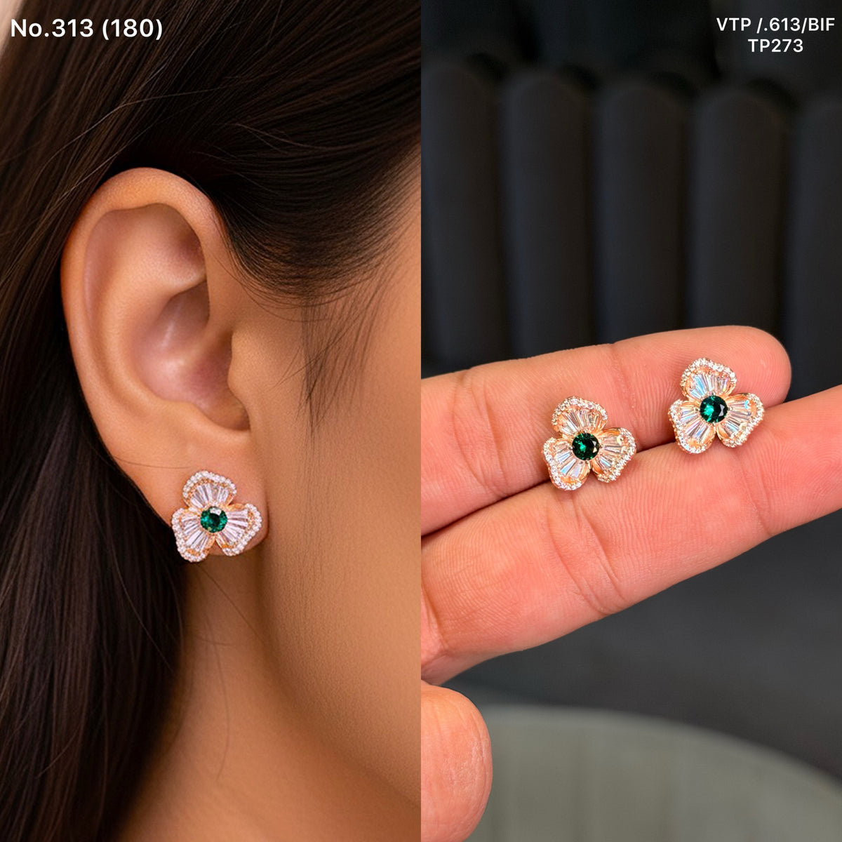 Crystal blooms silver stud