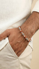 Silver Patterned Rudraksha Bracelet