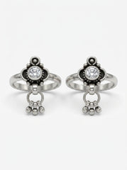 Hanging Ghungaroo oxidised silver toerings for women