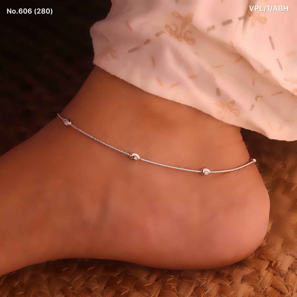 Silver multi Bead Anklet