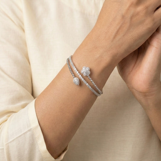 Bloom vibe silver kada for women