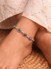 Royal riwaaz silver heavy Payal for women