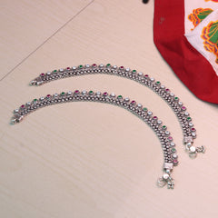 Maharani Style Silver Payal for Women
