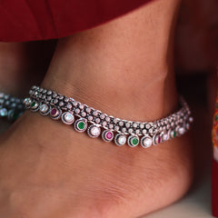 Maharani Style Silver Payal for Women
