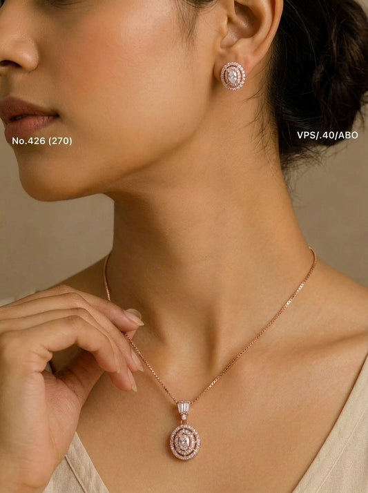 Diamond dream silver pendant set for women