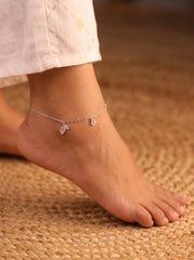 Butterfly serenity silver anklet for women