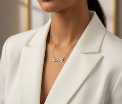 Love charm silver chain pendant