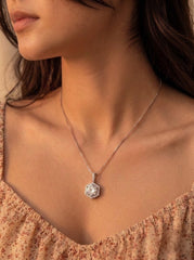 Diamond shine silver pendant set for women