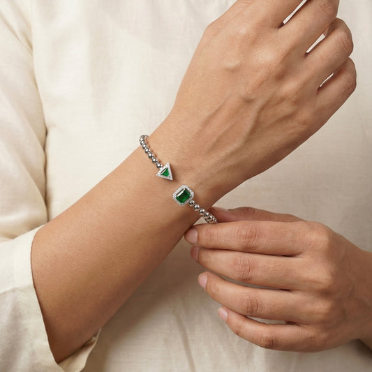 Jade glow silver kada for women