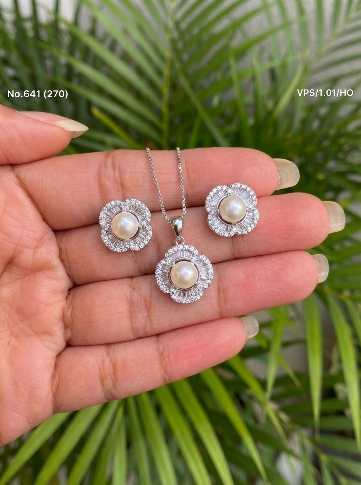 Pure pearl silver pendant set for women