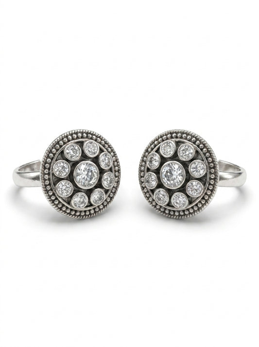 Vintage veil silver toerings for women