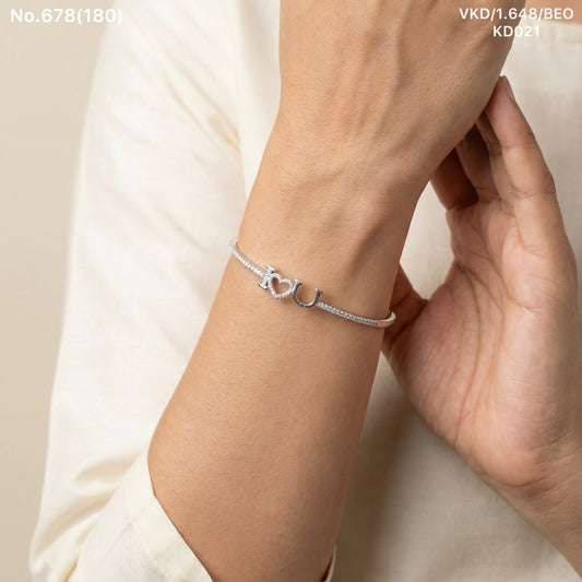 Love charm silver kada for women