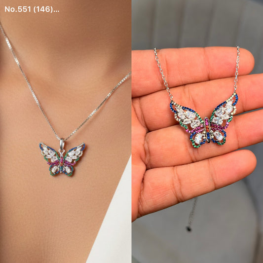 Maxibutterfly silver chain pendant