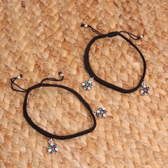 Charming Colour Bloom Silver Black Thread Payal for Women