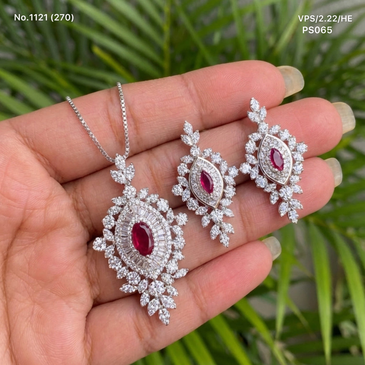 Royal scarlet silver pendant set for women