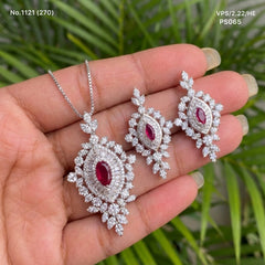 Royal scarlet silver pendant set for women