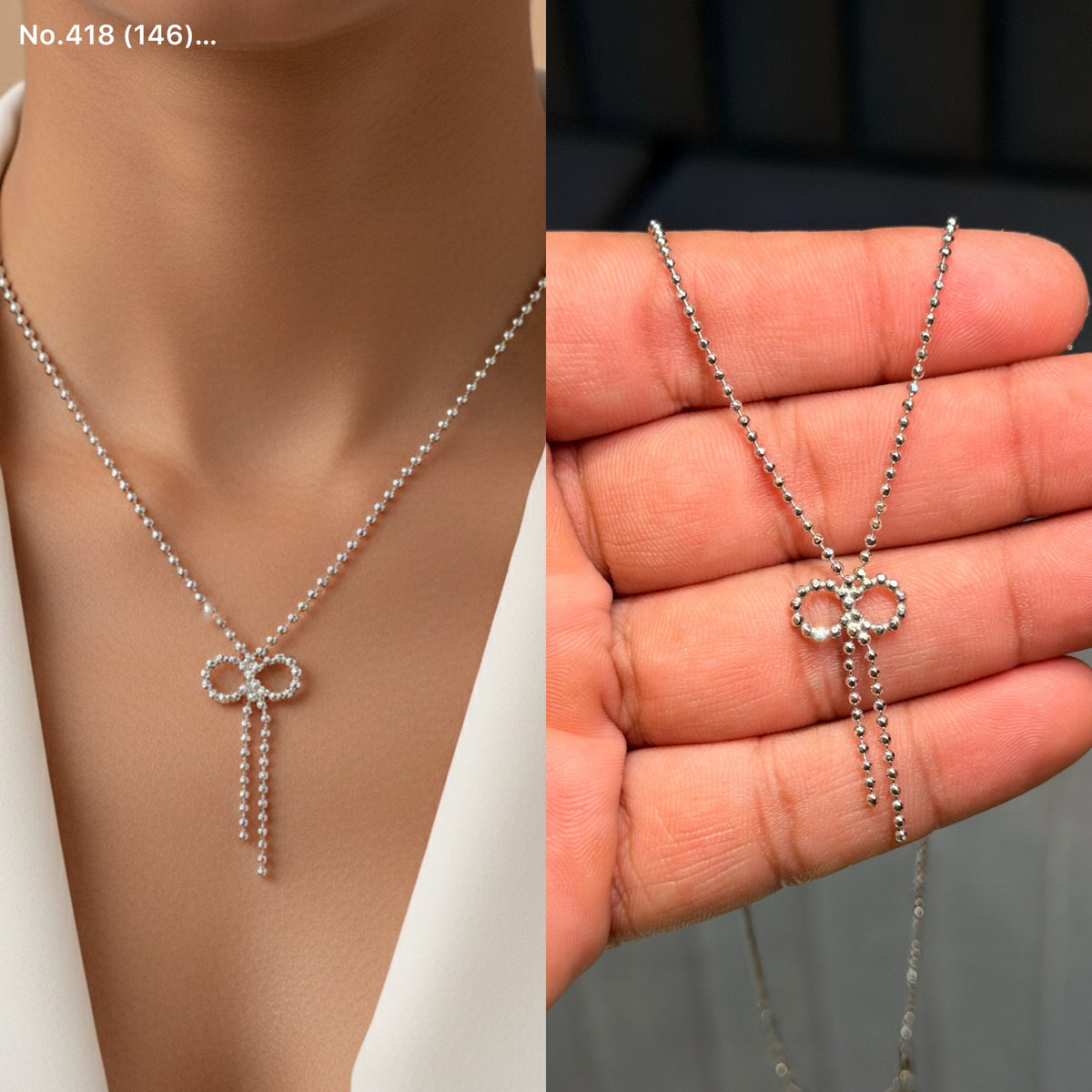 Bowline silver chain pendant