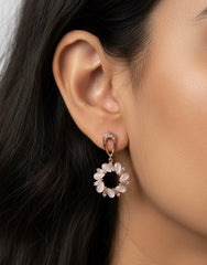 Soft petal swing silver earrings
