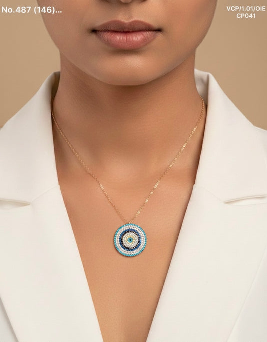 Rainbow orbit silver chain pendant