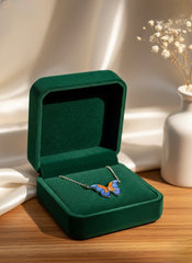 Blue monarch charm silver chain pendant