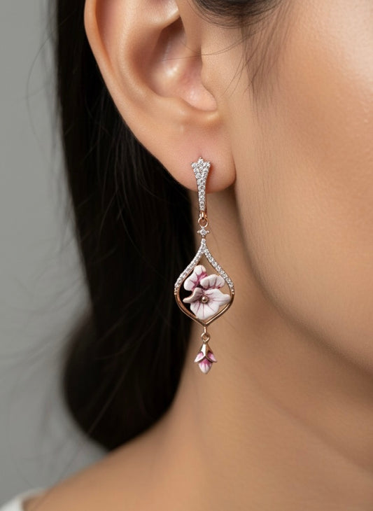 Floral melody silver earrings