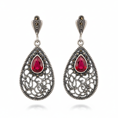 Majestic Ruby silver earrings