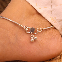 Floral crownshine silver anklet