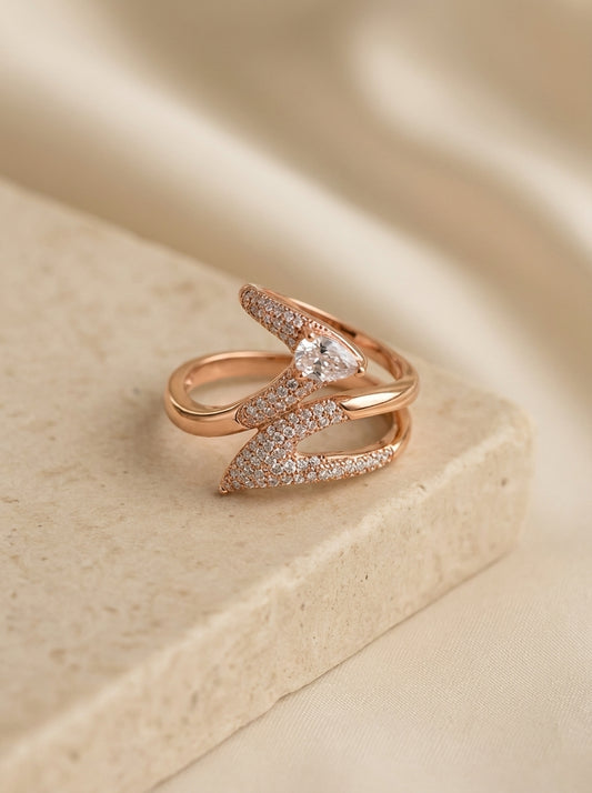Rose dazzle silver rings for women