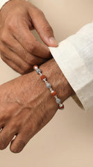 Silver Patterned Rudraksha Bracelet